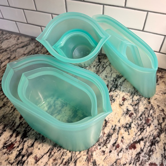 Zip Top Teal Reusable Silicone containers - 6 piece Set - Picture 8 of 8